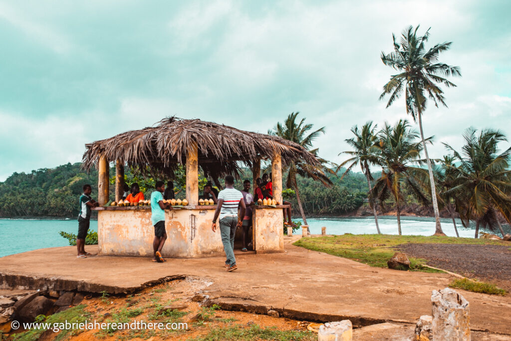 Coconut sellers at Boca do Inferno, São Tomé and Príncipe