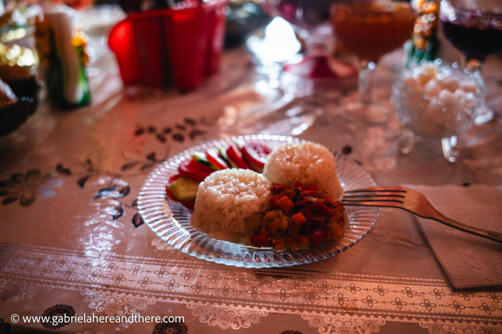 Food at a yurt camp at Song Kul, Kyrgyzstan